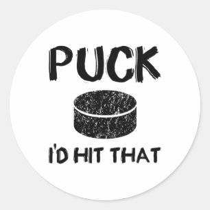 Sticker Rond Puck - I#39 ; d A Frappé Ce Drôle Hockey