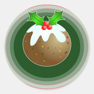 Sticker Rond Pudding de Noël