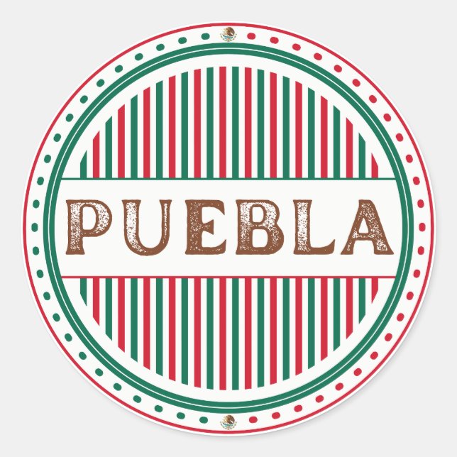 Sticker Rond Puebla City Pride Emblem – Mexican Identity (Devant)
