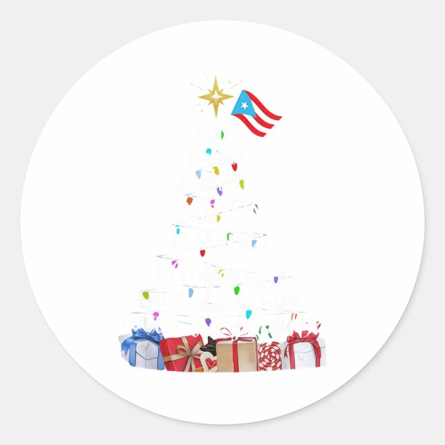 Sticker Rond Puerto Rican Christmas Tree Lights Food Traditions (Devant)