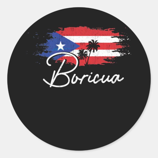 Sticker Rond Puerto Rico Boricua Puerto Rican Flag Pride (Devant)