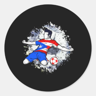 Sticker Rond Puerto Rico Football Drapeau Portoricain Fier Foot