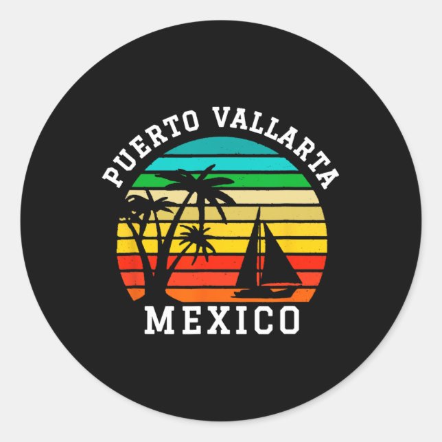 Sticker Rond Puerto Vallarta Mexique Chemise jumelée Vacat de f (Devant)