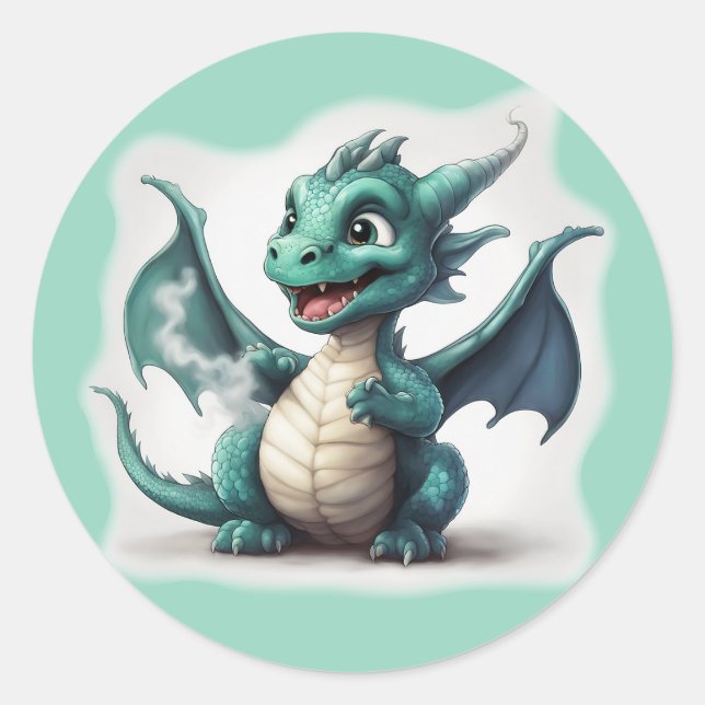Sticker Rond Puff Le Petit Dragon Magique (Devant)