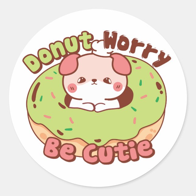 Sticker Rond Puffi Donut Worry (Devant)