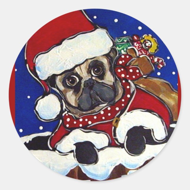 Sticker Rond Pug de vacances (Devant)
