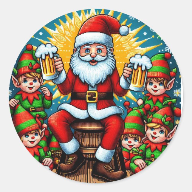 Sticker Rond Pugilante Pull de Noël (Devant)