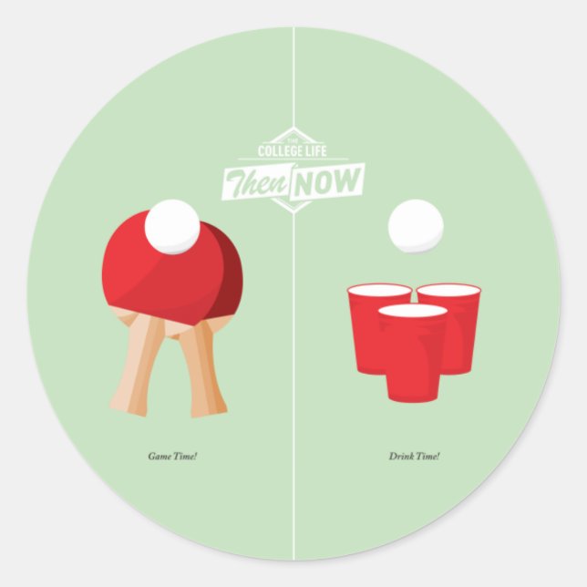 Sticker Rond Puis Et Maintenant : Ping Pong (Devant)