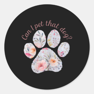 Sticker Rond Puis-Je Animer Ce Chien Aquarelle Empreinte de pat