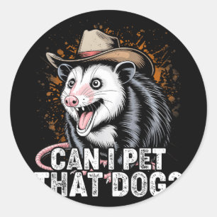 Sticker Rond Puis-je caresser ce mème de chien amateur d'animau