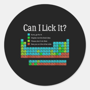 Sticker Rond Puis-je le lécher Drôle de tableau périodique de r