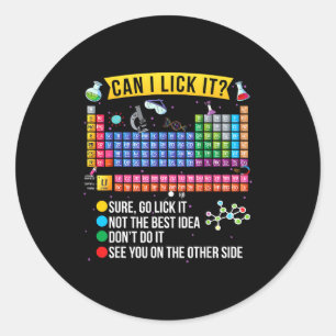 Sticker Rond Puis-je le lécher Tableau périodique Drôle de scie