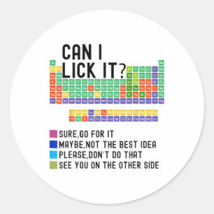 Sticker Rond Puis-je le lécher Tableau périodique Professeur de