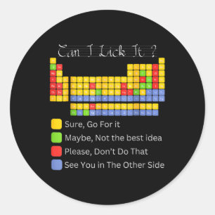 Sticker Rond Puis-je le Lick Tableau périodique Enseignants Gar