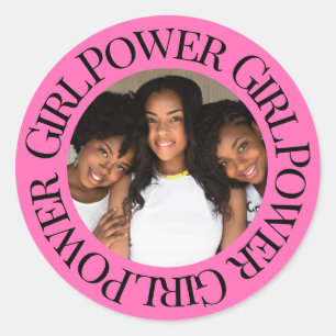 Sticker Rond Puissance de fille Customisée