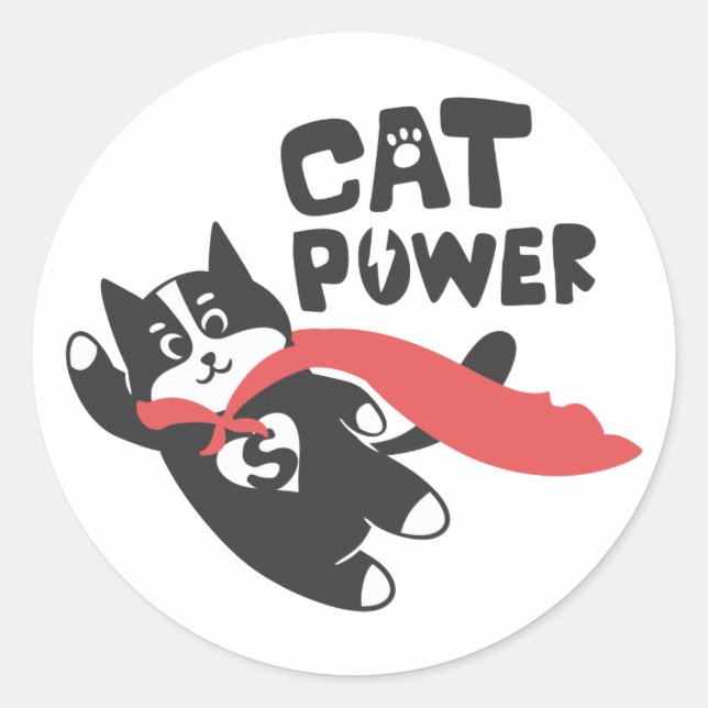 Sticker Rond Puissance du chat - Choisissez la couleur de l'arr (Devant)