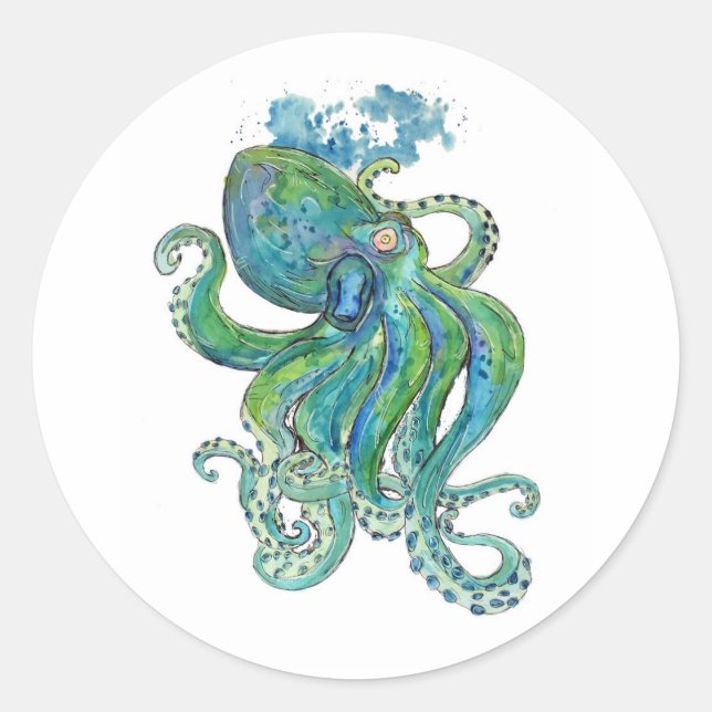 Sticker Rond Puissant Kraken Vert (Devant)