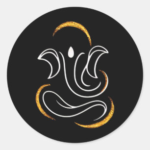 Sticker Rond Puja hindou Ganesha Dieu éléphant Inde Méditation 