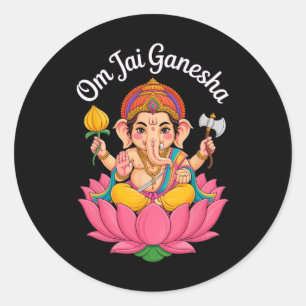 Sticker Rond Puja hindou Ganesha Dieu éléphant Inde Méditation