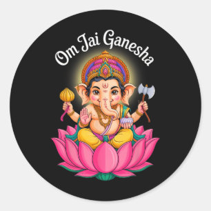 Sticker Rond Puja hindou Ganesha Dieu éléphant Inde Méditation 