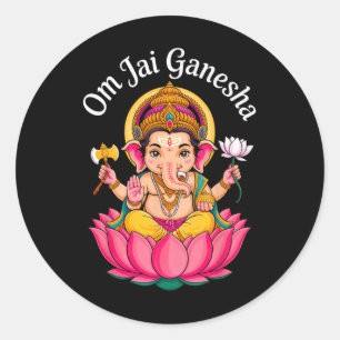 Sticker Rond Puja hindou Ganesha Dieu éléphant Inde Méditation 