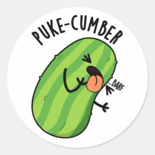 Sticker Rond Puke-cumber Funny Concomber Pun