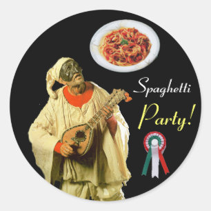 Sticker Rond PULCINELLA ITALIAN KITCHEN PARIS rouge blanc noir