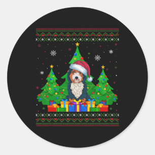 Sticker Rond Pulin Pull Christmas Tree Chapeau de Père Noël Ber