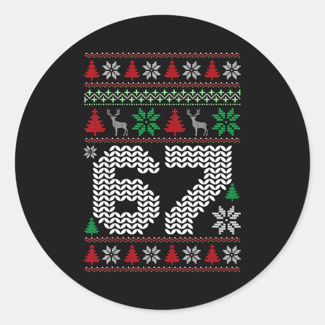 Sticker Rond Pull Noël Moche 67 Six Sept 6 7 Mème Drôle (Devant)
