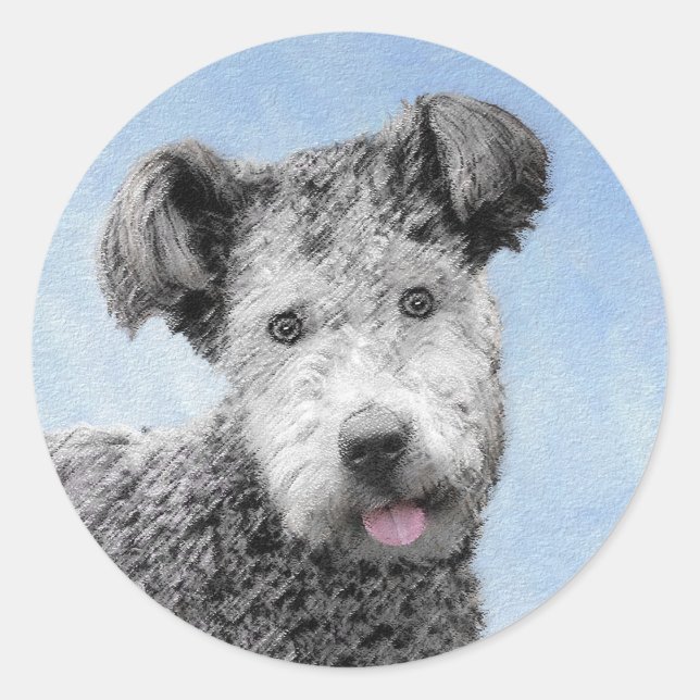 Sticker Rond Pumi Peinture - Cute Original Chien Art (Devant)