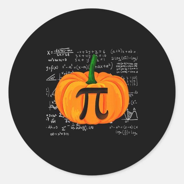 Sticker Rond Pumpkin E Math Funny Halloween Thanksgiving Day  (Devant)