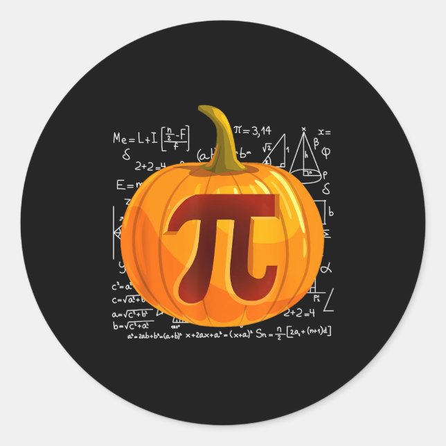 Sticker Rond Pumpkin E Math Shirt Funny Halloween Thanksgiving  (Devant)