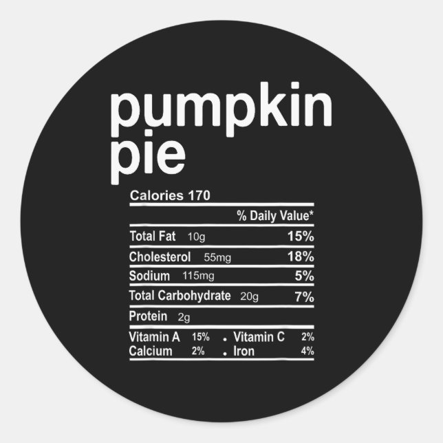 Sticker Rond Pumpkin E Nutrition Facts Funny Thanksgiving Chris (Devant)