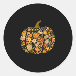 Sticker Rond Pumpkin Season Floral Thanksgiving Autumn Fall Y'a