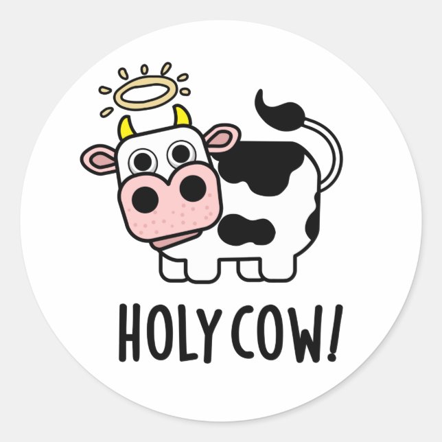Sticker Rond Pun animal mignon de vache Sainte (Devant)