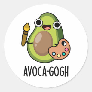 Sticker Rond Pun Artiste Avoca-gogh Funny Avocado