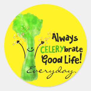 Sticker Rond Pun Celery Positif - Toujours Celerybrate Bonne vi