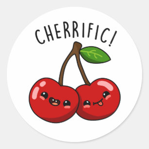Sticker Rond Pun cherrifique drôle de cerise rouge