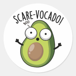 Sticker Rond Pun d'Avocado amusant Scare-vocaco