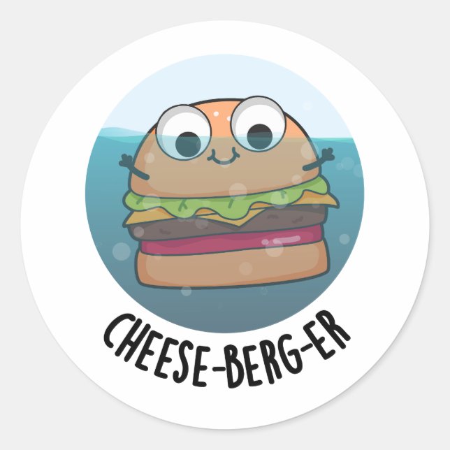 Sticker Rond Pun de cheeseburger amusant Ice-berg (Devant)