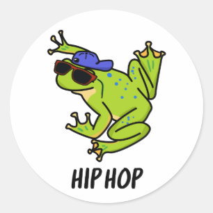Sticker Rond Pun de grenouille sautante drôle de Hip Hop