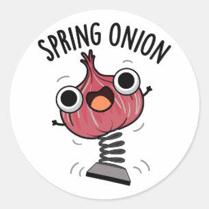 Sticker Rond Pun de légumes amusant à l'oignon de printemps