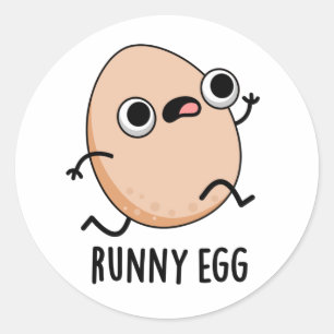 Sticker Rond Pun de nourriture amusant à l'oeuf de Runny