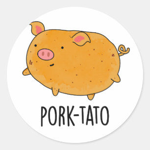 Sticker Rond Pun de pomme de terre drôle de tato de porc