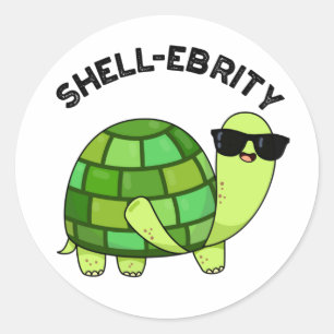 Sticker Rond Pun de tortue de la célébrité de Shell