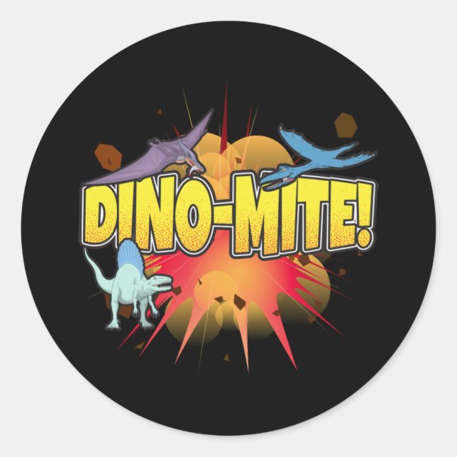 Sticker Rond Pun Dino-mite Dinosaure Lover Dynamite (Devant)