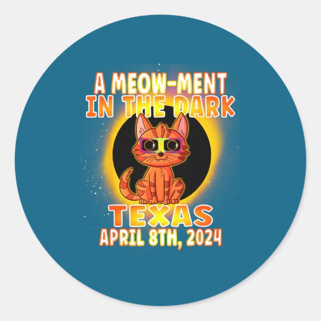 Sticker Rond Pun Éclipse Solaire Totale Chat (Devant)