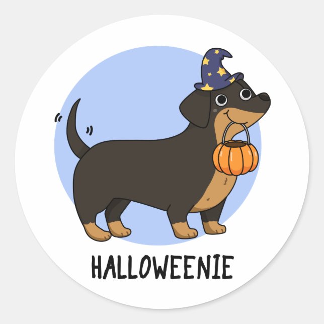 Sticker Rond Pun Halloween Chien Saucisse Drôle  (Devant)