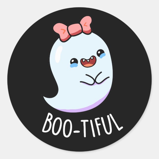 Sticker Rond Pun Halloween Fantôme Féminin Drôle Bootiful (Devant)