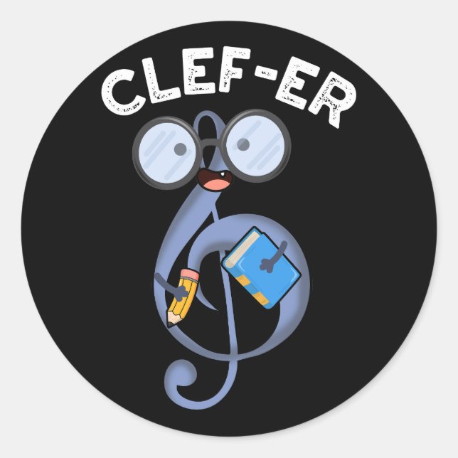 Sticker Rond Pun musical drôle Clef-er  (Devant)
